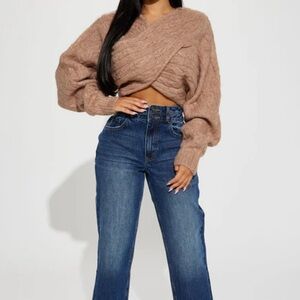 Mocha Warm Stylish Crossover Over Sweater BARLEY WORN Size Small